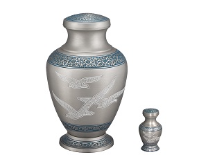 Silver with Doves Brass Vase